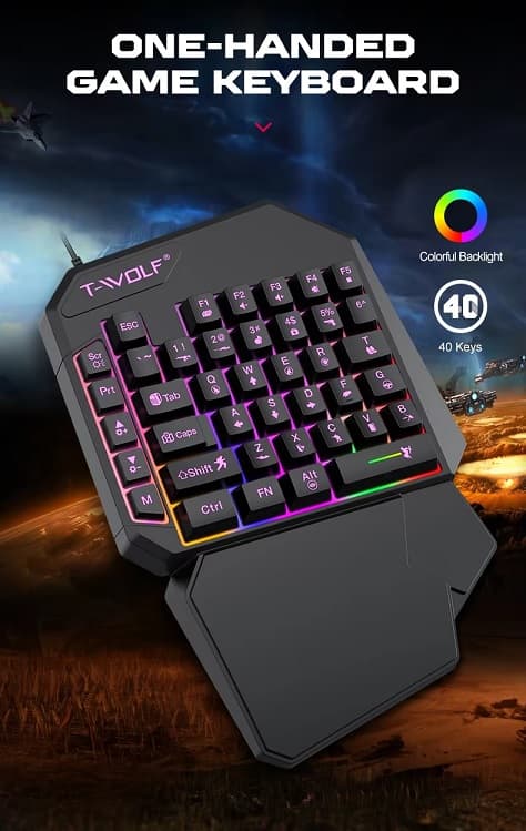 TF950 Mechanical Gaming Wired Single Keyboard and Mouse Combo with Converter for Phone Eat Chicken Game